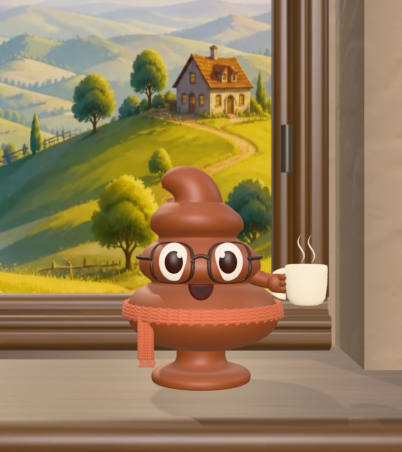 The real companion wears glasses and a scarf and holds a steaming mug in his hand